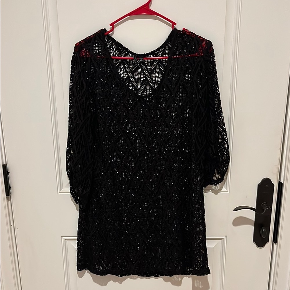 Elegant Black Lace Swim Coverup